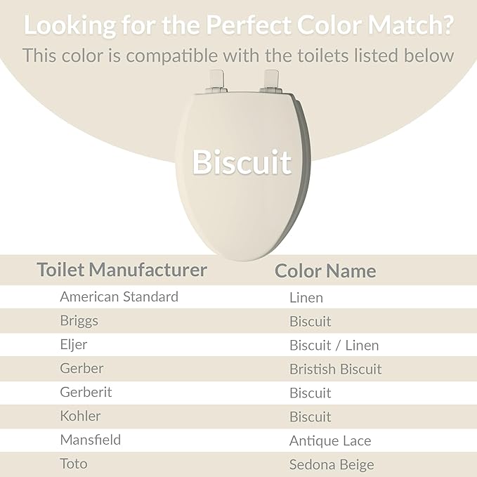 Bemis Ashland Modern Wood Toilet Seat with Decorative Edge, Slow Close, Secure Hinges, Made in USA, Round, Biscuit