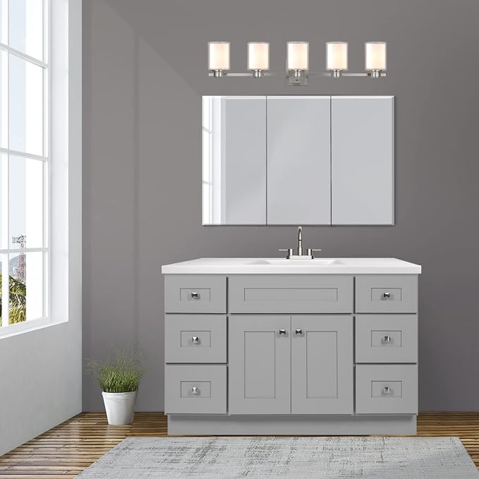 Design House Brookings Bathroom Vanity, 48", Gray | Adjustable Shelves, Freestanding, Contemporary/Modern, Wood, Bath, 215772