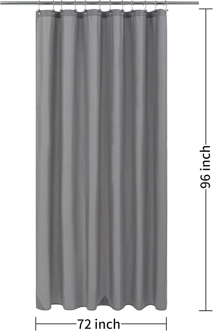 ALYVIA SPRING 72x96 Extra Long Waterproof Fabric Shower Curtain Liner Grey | 3 Magnets, Soft Cloth & Hotel Quality, Machine Washable, Light-Weight, Extra Long Size