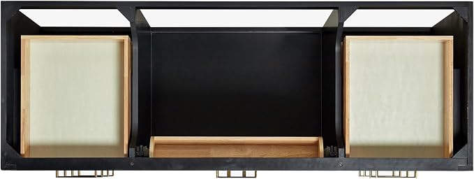 ARIEL Hepburn 60-inch Bathroom Vanity with Sink,Solid Wood, 1.5-inch Carbon Black Quartz Countertop, Single Rectangular Porcelain Sink, Soft Closing Doors, Dovetail Drawers, Black