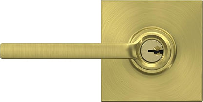 SCHLAGE F51A LAT 716 COL Latitude Lever with Collins Trim Keyed Entry Lock, Aged Bronze