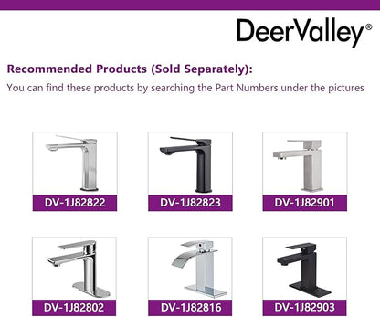 DeerValley Ally 20x16.54 Inch U-Shape White Ceramic Pedestal Sink with Overflow, Modern Bathroom Pedestal Sink, DV-1P525