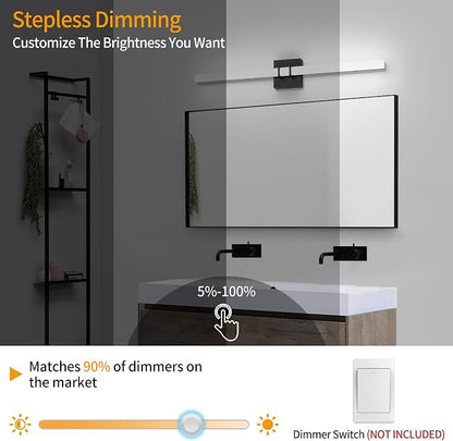 Modern Black Vanity Light Bar 32 Inch, 24W 5CCT Dimmable Bathroom Light Fixtures LED Wall Lighting Fixture