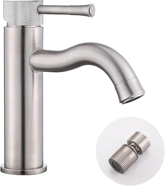 Brushed Nickel Bathroom Faucet,with Splash Sprayer Extender Aerator,Single Handle Vanity Sink,for Vanity Farmhouse and RV