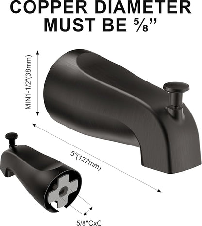 Gold Hao The Bathroom Slip-On Tub Spout with Diverter - Compatible with American Standard 8888026.002 Tub Spout, 5" Bathtub Faucet, Fits 1/2" Copper Piper (5/8" Diameter) - Oil Rubbed Bronze