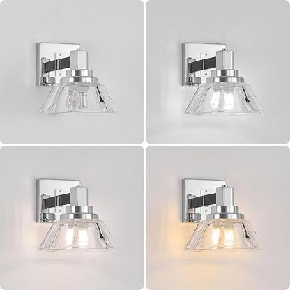 Chrome Wall Sconce 1 Light Bathroom Vanity Light Modern Wall Light Fixture for Bathroom