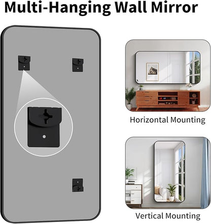 Koonmi Black Framed Bathroom Mirror - 36x71 Inch Shatterproof Tempered Glass Vanity Mirror for Bathroom Sink, Wall Mounted with Matte Aluminum Alloy Frame, No Distortion, Modern Decor