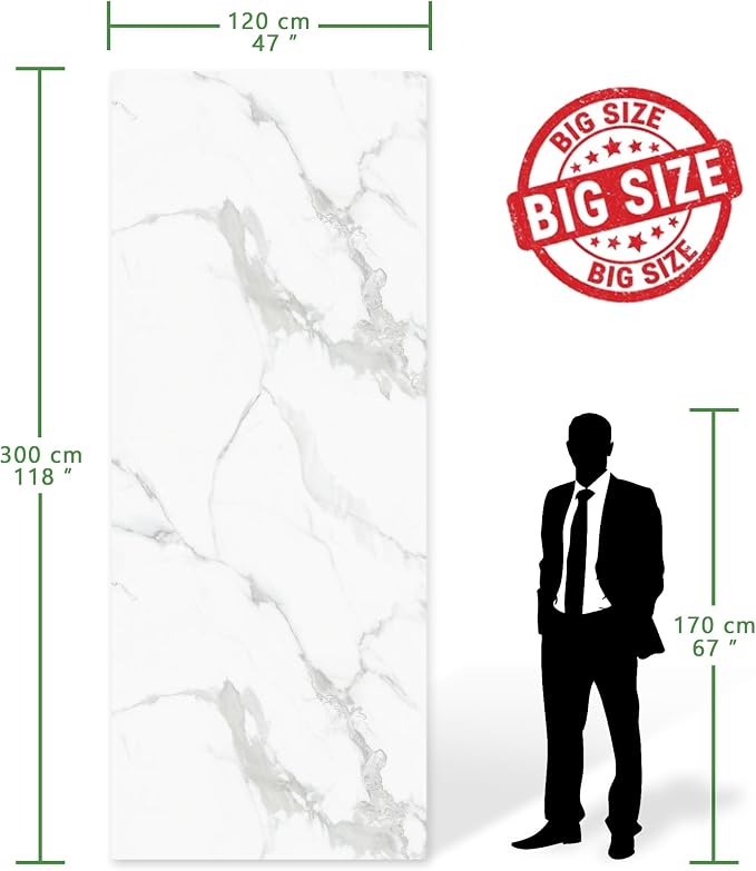 Marble Peel and Stick Waterproof Wall Paneling, 118" x 47" Carrara White Matte Finish Self-Adhesive Backsplash Tile Vinyl Wall Panel for Kitchen Bathroom Wall Decor, Covers 38.75 Sq. Ft.