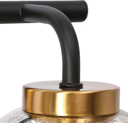 KSANA Black Gold Vanity Light, Modern 3-Light Bathroom Light Fixture with Mercury Glass Shade, Electroplating Brass 22”L Globe Vanity Lighting Over Mirror