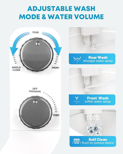 Kohree RV Bidet for Camper RV Toilet, Non Electric Bidet Attachment | for RV Toilet Seat with Water Pressure Controls, Retractable Self-Cleaning Dual Nozzles & Modes for Rear and Feminine Wash