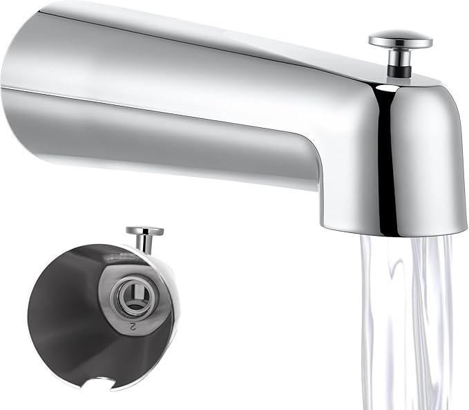 Dreyoo 7 Inch Bathroom Tub Spout Compatible with Westbrass E531D-1F-62, Fits Wall Front Mount Tub Spout with Shower Diverter 1/2'' IPS Inside Thread Bathtub Faucet (Chrome)