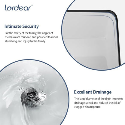 Lordear Vessel Sink Rectangle 16 Inch Bathroom Sink Rectangular Modern Above Counter Bathroom Sink White 16x12 Inch Porcelain Ceramic Vanity Sink with Black Trim Art Basin