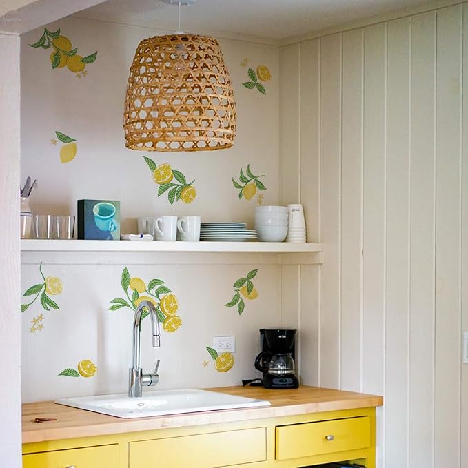 Tempaper Lemon Peel and Stick Wall Decals, Yellow & Green (20 ct.)