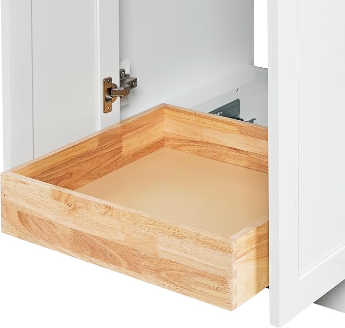 ARIEL Loren 60-inch Bathroom Vanity with Sink,Solid Wood, 1.5-inch Carrara White Quartz Countertop, Double Rectangular Porcelain Sink, 4 Soft Closing Doors, 3 Dovetail Drawers, White