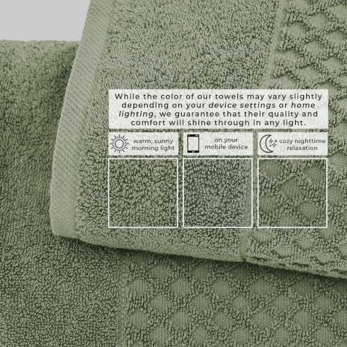 Great Bay Home Bath Towels - 100% Cotton 6 Piece Bath Sheet Set - Diamond Waffle Weave - Absorbent, Durable, Quick-Dry Towels for Bathroom (Eucalyptus)