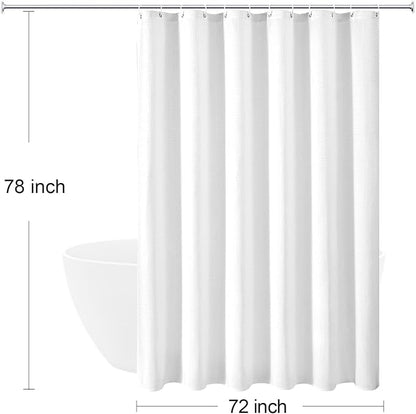 Long 230GSM White Shower Curtain, 72 x 78 | 230GSM Tall Fabric Shower Curtain for Bathroom, Water Repellent, Machine Washable