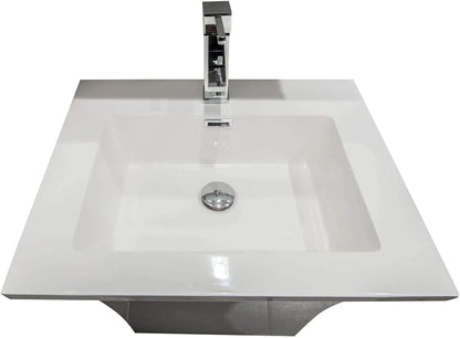 7-Shape Cedar Falls Modern Vanity Pedestal Sink, White, By Fine Fixtures