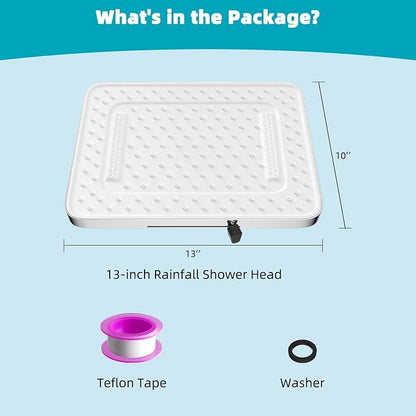 Hibbent 5 Spray Modes Shower Head, 13'' High Pressure Rain Shower Head, Large Rainfall Showerhead for Bathroom, High Flow Waterfall Fixed Showerheads with Adjustable Swivel Ball Joint, Silver