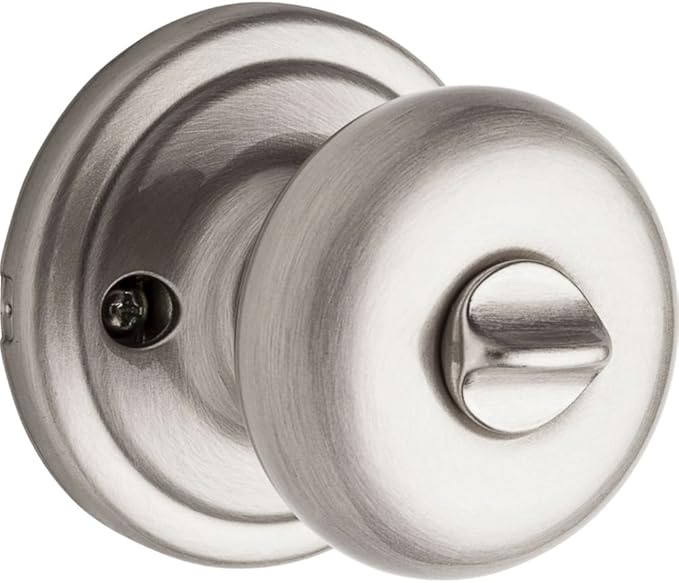 Kwikset Hancock Entry Door Knob with Lock and Key, Secure Keyed Handle Exterior, Front Entrance and Bedroom, Satin Nickel, Pick Resistant SmartKey Rekey Security and Microban