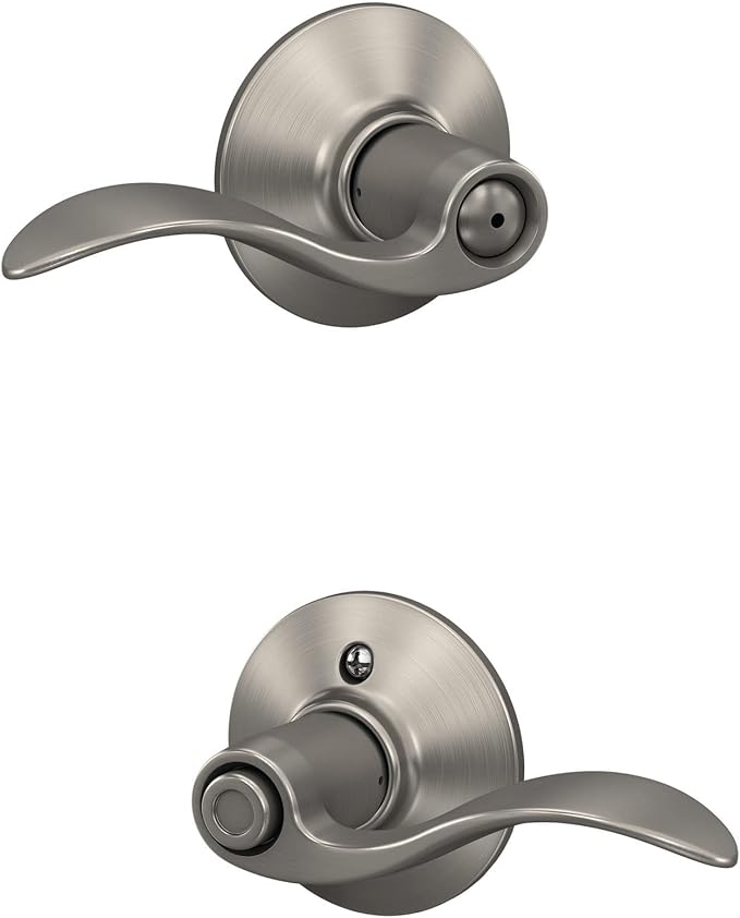 SCHLAGE F40 Acc 619 Accent Door Lever,Bed & Bath Privacy Lock,Satin Nickel,(Pack of 4)