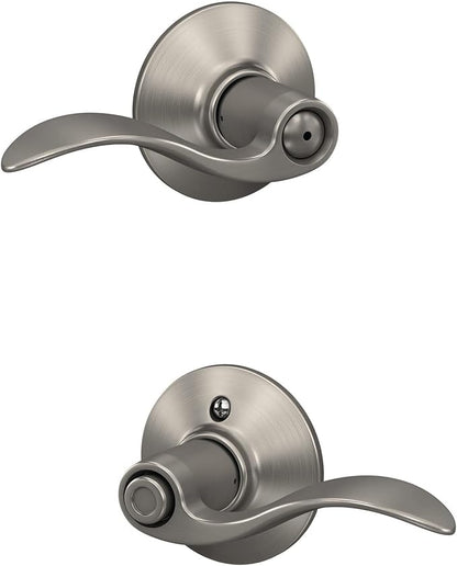 SCHLAGE F40 Acc 619 Accent Door Lever,Bed & Bath Privacy Lock,Satin Nickel,(Pack of 4)