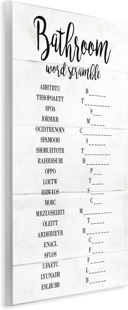 Bathroom Word Scramble, 13 x 19 Inch Mounted Print on Wall Plaque | Stupell Industries · By Lil' Rue · Ready to hang · Hand finished · Made in USA