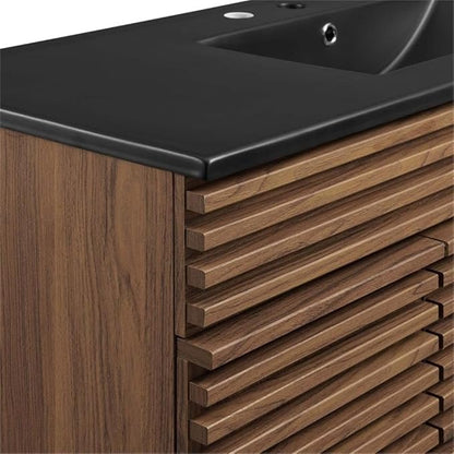 Modway Render 48" Single Bathroom Vanity in Walnut Black