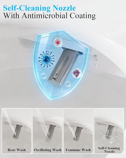 TOTTE Smart Toilet with Bidet Built-in, Auto Open/Close Lid, One Piece Elongated Toilet with Instant Warm Water & Warm Air Dryer, Self-Cleaning Technology, Night Light, Tankless Toilet, ECO Mode