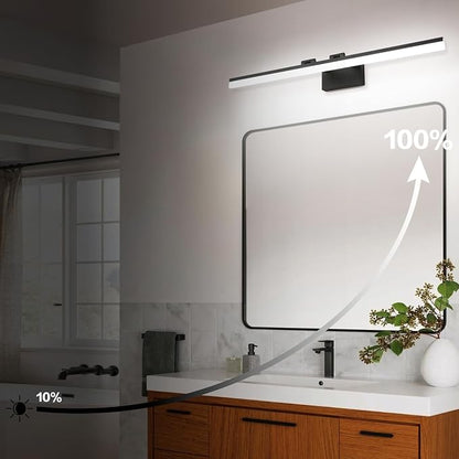 SOLFART Modern Dimmable LED Vanity Light 39.3 inch Black Aluminum Frosted Acrylic for Bathroom Vanity Lighting Fixtures White Light 5500K