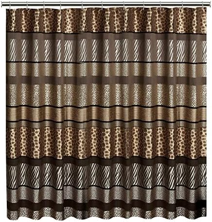 Zahari Home 13pc Safari Stripes Bathroom Shower Curtain Set Animal Print Shower Curtain & 12 Shower Curtain Hooks Luxury Southwest Shower Curtain Unique Design Rustic Shower Curtain Set