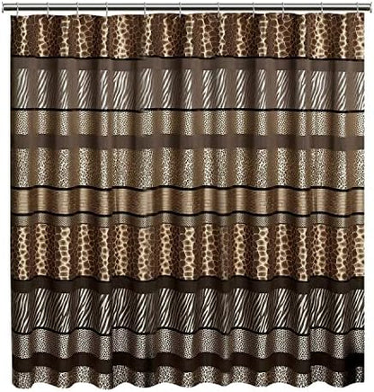 Zahari Home 13pc Safari Stripes Bathroom Shower Curtain Set Animal Print Shower Curtain & 12 Shower Curtain Hooks Luxury Southwest Shower Curtain Unique Design Rustic Shower Curtain Set