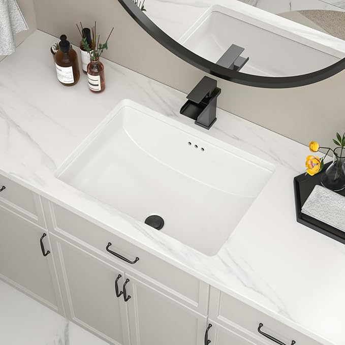 Undermount Bathroom Sink 23''x16'' White Rectangle Bathroom Sink Porcelain Ceramic Sink Vanity Basin Lavatory Sink Vessel Sink