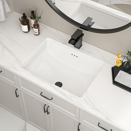 Undermount Bathroom Sink 23''x16'' White Rectangle Bathroom Sink Porcelain Ceramic Sink Vanity Basin Lavatory Sink Vessel Sink