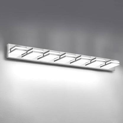 IZORRO LED Modern Bathroom Lights Fixtures(7-Light,Dimmable),Chrome Acrylic Wall Lighting,Vanity Lights for Bathroom Over Mirror - 6000k 40In （No Assembly Required）