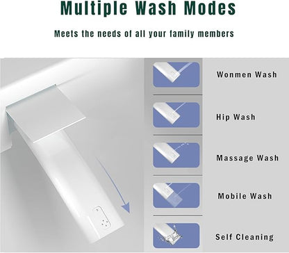 WinZo Smart Toilet, Tankless Toilets with Heated Seat, Auto Open & Close, Smart with Bidet Built In ADA Chair Comfort Height, Dryer and Warm Water Sprayer, Featuring Foot Sensor and Grey LED Display