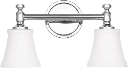 Bathroom Vanity Light Fixtures, Traditional Chrome 2 Lights Wall Sconce Lighting with Opal Glass Shade, Porch Wall Mount Light Fixture for Bathroom, Mirror Cabinets Hallway Stairs