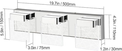 Aipsun Modern Bathroom Vanity Light 3 Light Stainless Steel Chrome Vanity Lighting Fixtures LED Bathroom Lights 6000K