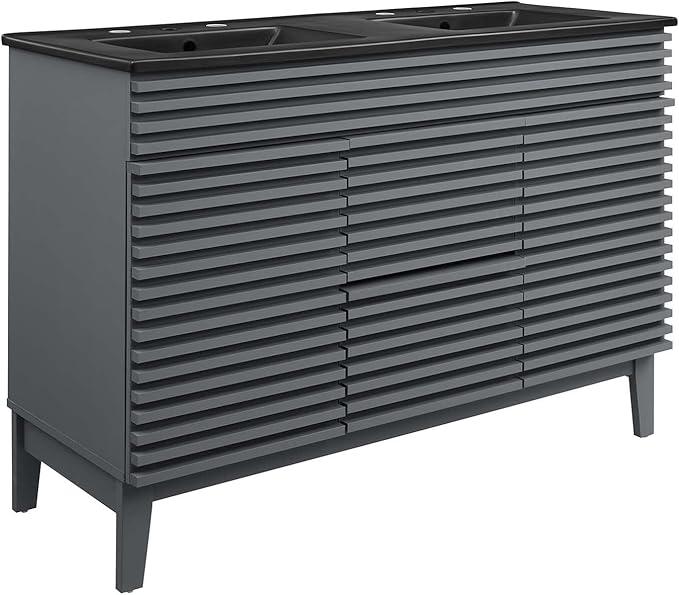 Modway Render 48" Double Bathroom Vanity in Gray Black