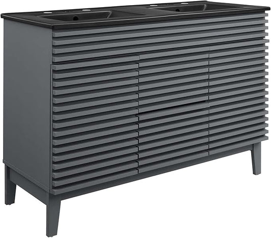 Modway Render 48" Double Bathroom Vanity in Gray Black