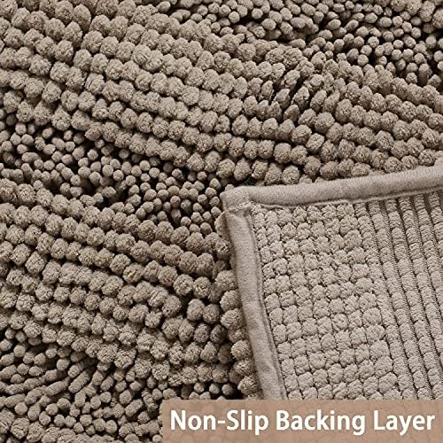 Turquoize Bathroom Rug 24"x36", Soft Absorbent Chenille Bath Rug, Taupe