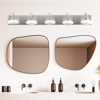 36in Brushed Nickel LED Vanity Light Fixtures,5-Light Brushed Nickel Bathroom Light Fixture,Bathroom Light Over Mirror, Modern Vanity Lights for Bath,3000K-6000K, Dimmable