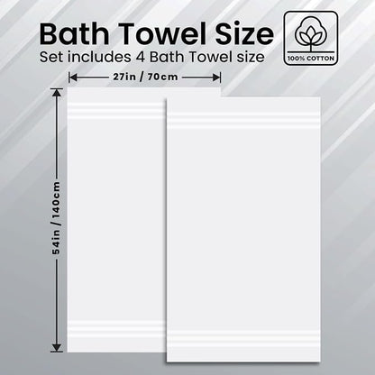 Infinitee Xclusives 100% Ring-Spun Cotton Bath Towels for Bathroom - Pack 2 | Luxury Super Soft, Absorbent & Quick-Drying |27x54 inches| Large Bathroom Towels Set |600 GSM| Gym, Shower, Spa & Hotel Use