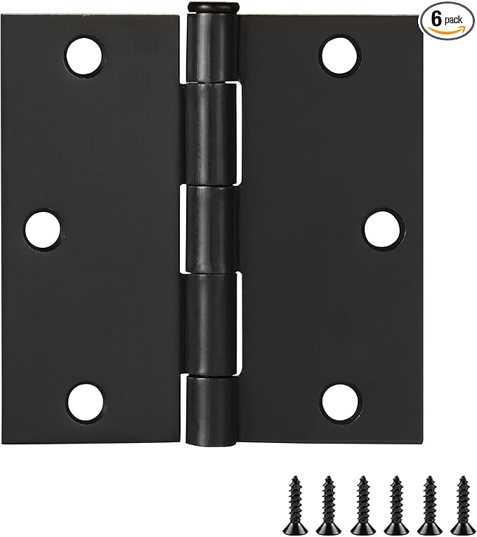 Design House 6-Pack Oil Rubbed Bronze Door Hinges – 3.5-inch x 3.5-inch – Square Corner Radius Steel Door Hinge – Fits Standard Doors – Design House 185959