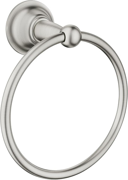 Moen DN6886BN Sage Single Post Bathroom Hand Towel Ring, Spot Resist Brushed Nickel