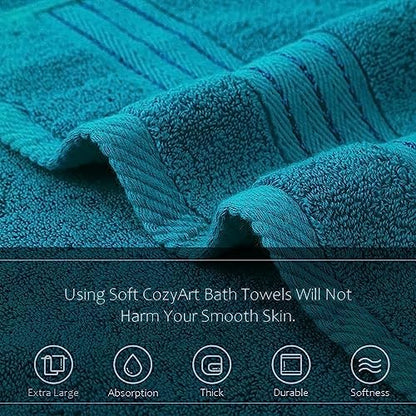 COZYART Luxury Bath Towels 2 PCS, Teal 100% Turkish Cotton 650 GSM