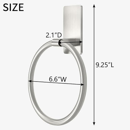 STWWO Hand Towel Holder for Bathroom, Brushed Nickel Towel Ring Adhesive | Bathroom Towel Holder Self Adhesive for Bath RV Kitchen, No Drill Hole