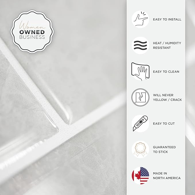 Smart Tiles Peel and Stick backsplash, Subway Gray Marble, 10.95"x9.7" | Pack of 10 (6.3 sq ft), Glossy, Heat/Moisture Resistant, Low VOC, Kitchen/Bathroom, Renter Friendly, Made in Canada