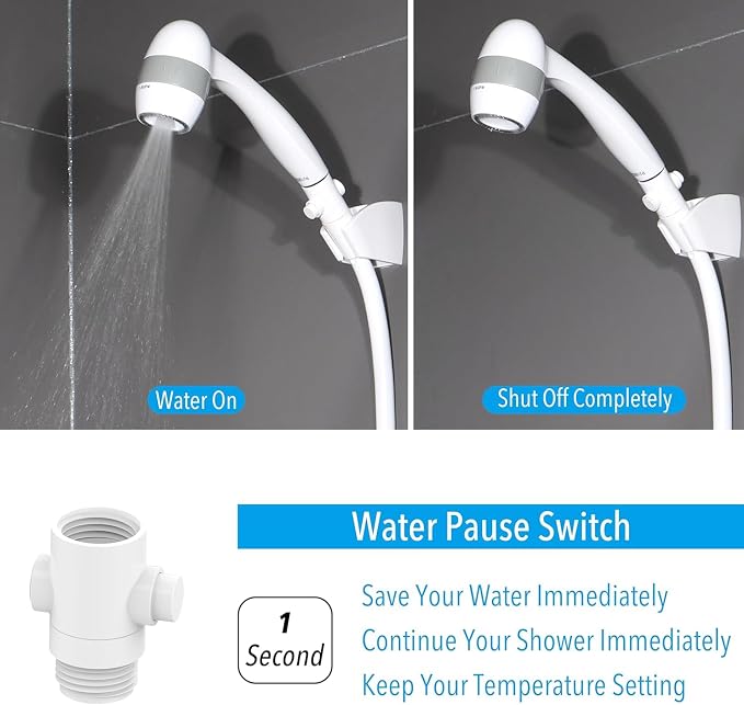 High Pressure RV Shower Head with Hose and On Off Switch, 3 Flow Rate for Saving Water, Matte Black