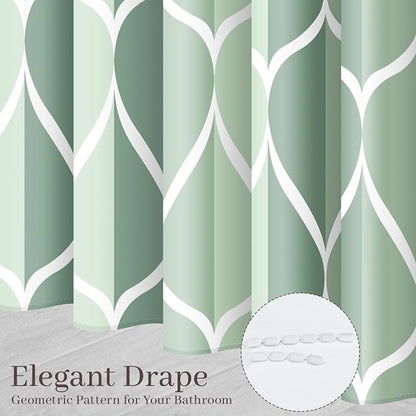 Gelbchu Geometric Shower Curtain for Bathroom, Dark Green, 72x72 Inch | with Hooks, Premium Polyester, Quick Dry, Water Repellent, Machine Washable, Rustproof Grommets, Modern Minimalist
