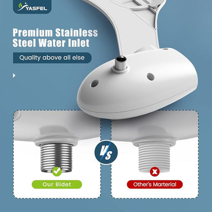 YASFEL Bidet Attachment for Toilet, Toilet Bidet Non-Electric Bidet Toilet Attachment Dual Nozzles for Frontal/Rear Wash, Adjustable Pressure Control (Black/White)